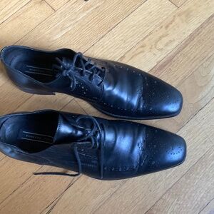 ROBERTO VIANNI Men’s Black Leather Lace-Up Berby Dress Shoes